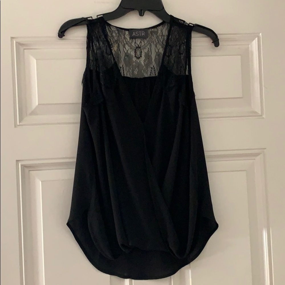 ASTR lace detail black shirt - size medium